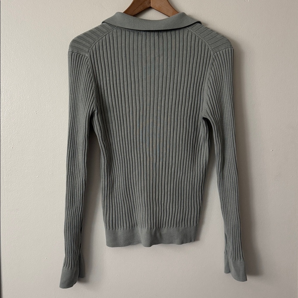 Athleta L Aqua Blue Ribbed Long Sleeve Sweater - Picture 6 of 6